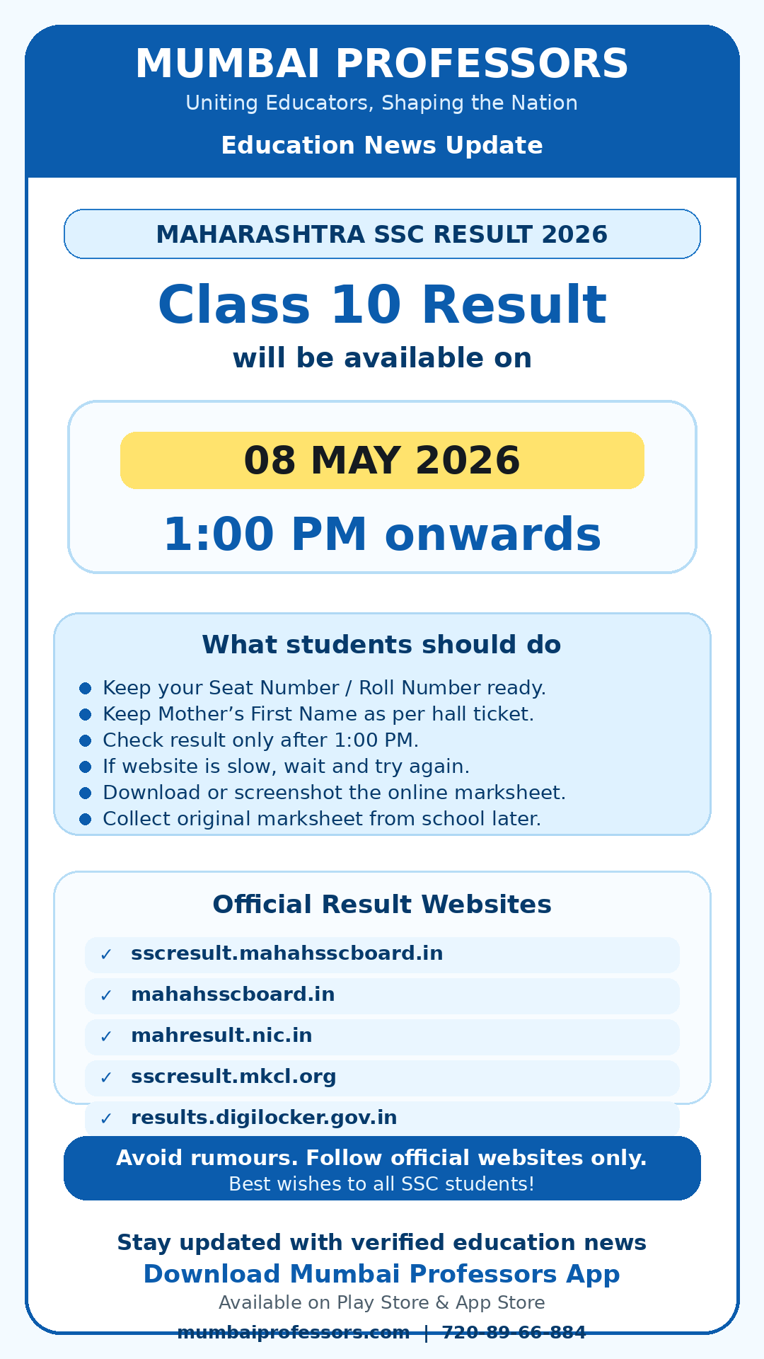 Maharashtra SSC Class 10 Result 2026