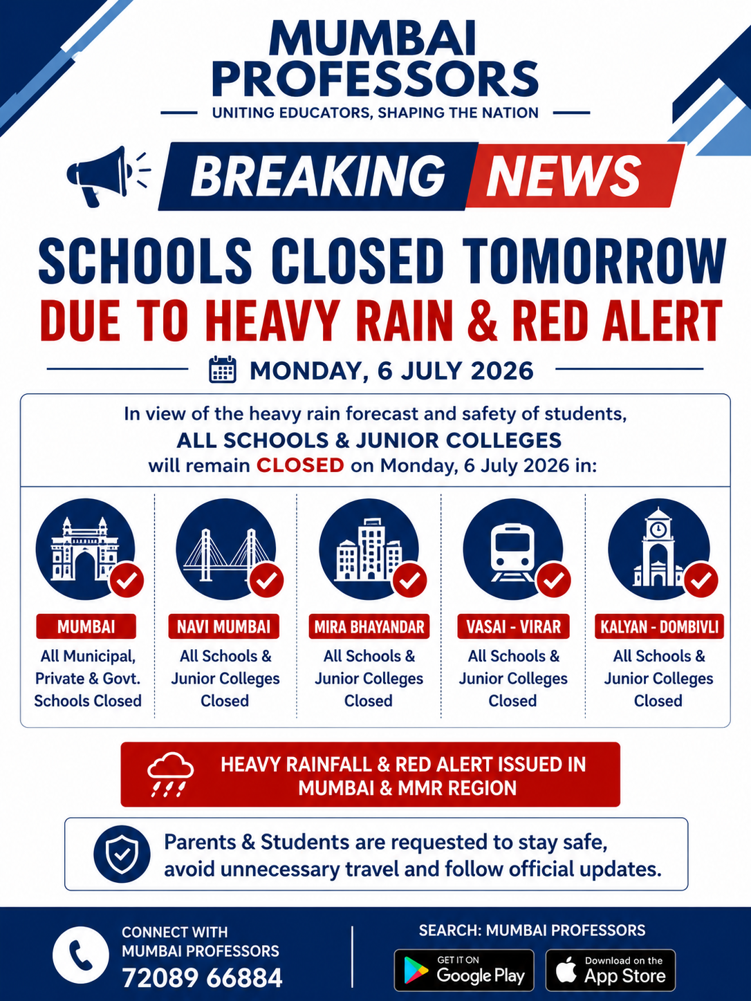 Schools Closed Due to Heavy Rainfall